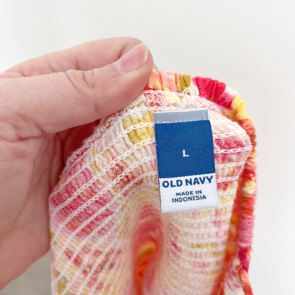 [Old Navy] Pink Floral Print Linen Blend Square Neck Mini Dress Smocked Sz Large - Picture 12 of 12